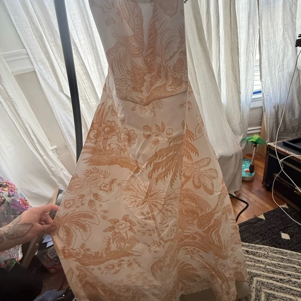 STAUD Spaghetti Strap Dress - Cream and Tan - Picture 10 of 10